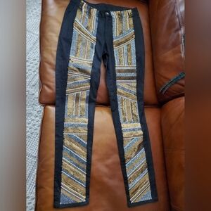 SETA Heavily Sequin pants Black/Gold/Silver Size Large Excellent